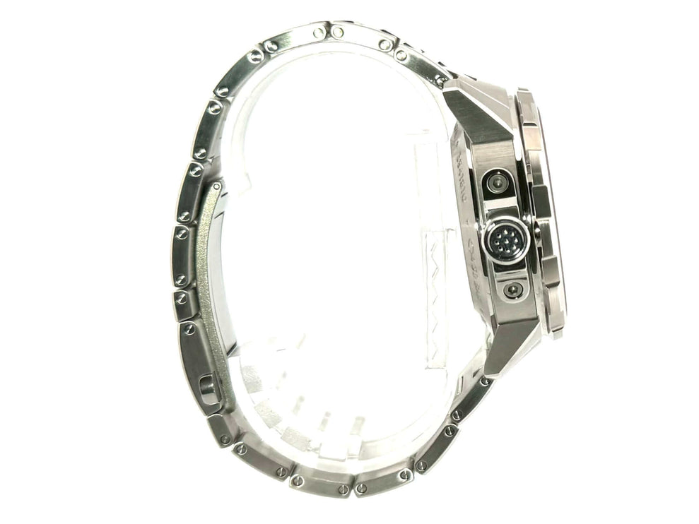 Seitenansicht der IWC Aquatimer Chronograph IW376802, Edelstahlgehäuse und Armband, 44mm Durchmesser, Automatikwerk, wasserdicht bis 30 bar.