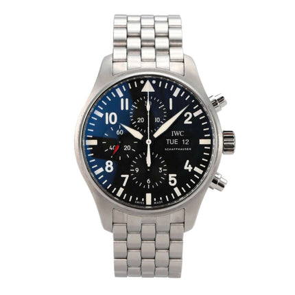 IWC Fliegeruhr Chronograph IW377710 mit Edelstahlband, schwarzem Zifferblatt und Automatikwerk