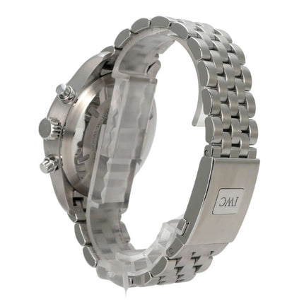 IWC Fliegeruhr Chronograph IW377710 mit Edelstahlband, polierter Gehäuse und Faltschließe.