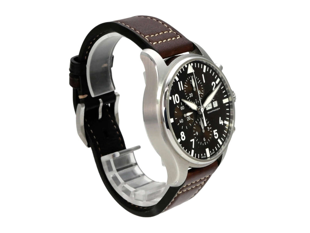IWC Fliegeruhr Chronograph Edition Antoine de Saint Exupéry IW377713 mit braunem Lederarmband