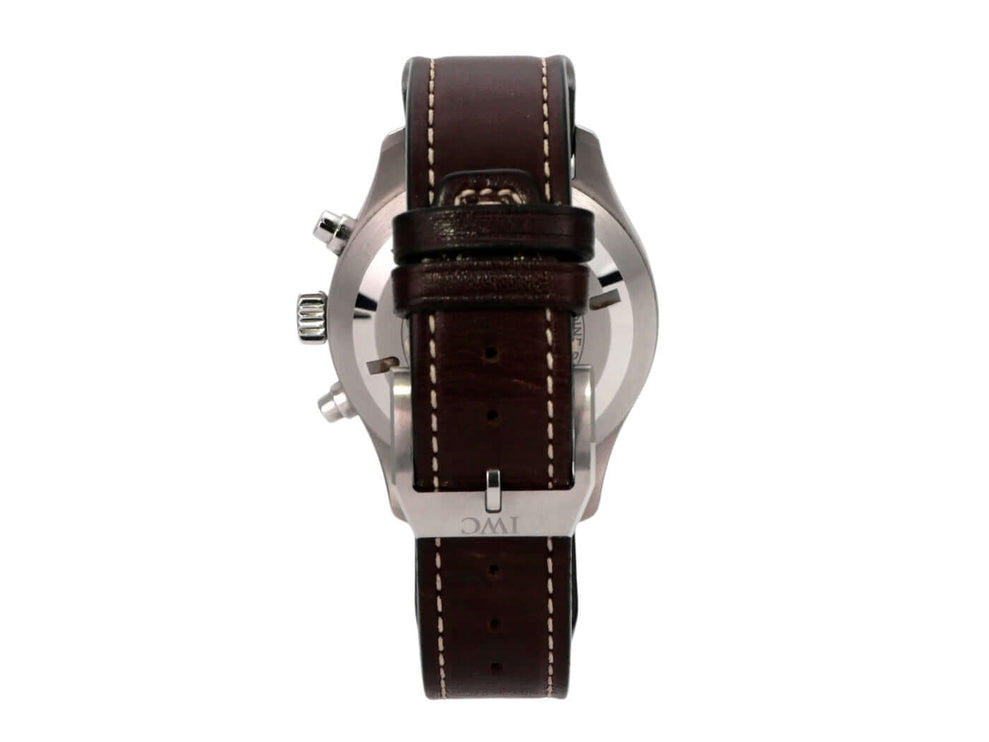 IWC Fliegeruhr Chronograph Edition Antoine de Saint Exupéry IW377713, braunes Lederband, Edelstahlgehäuse