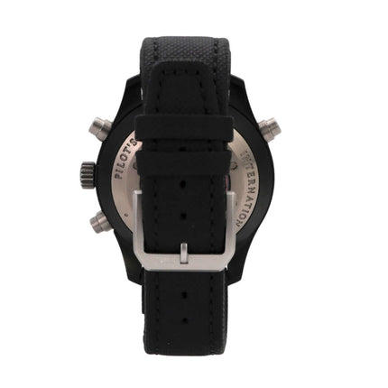 IWC Pilots Watch Double Chronograph Top Gun IW379901, schwarze Lederarmband und Keramikgehäuse, Rückansicht