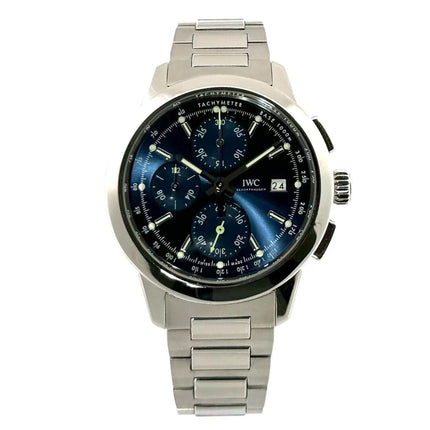 IWC Ingenieur Chronograph Ref. IW380802 mit blauem Zifferblatt und Edelstahlarmband, poliertes Edelstahlgehäuse, Automatik, Uhr von 2018