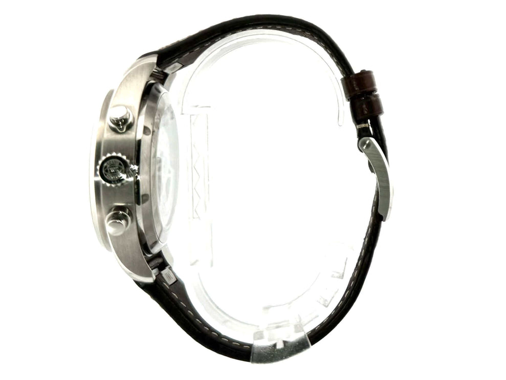 IWC Pilot's Watch Chronograph IW388101 seitliche Ansicht Edelstahlgehäuse braunes Lederband