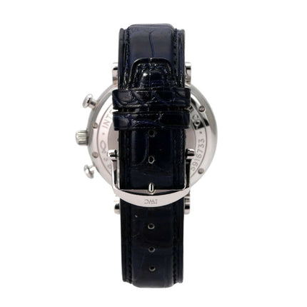 IWC Portofino Chronograph IW391031 mit schwarzem Lederarmband und Edelstahlgehäuse, Rückseite
