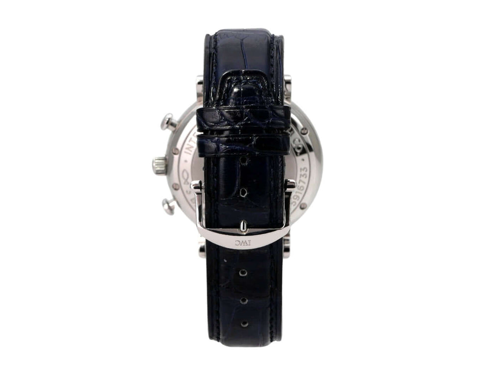 IWC Portofino Chronograph IW391031 mit schwarzem Lederarmband und Edelstahlgehäuse, Rückseite