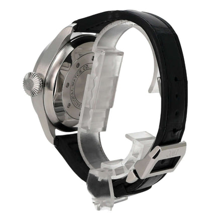 IWC Big Pilot Fliegeruhr IW500401, Edelstahlgehäuse, schwarzes Lederarmband, elegant und sportlich.