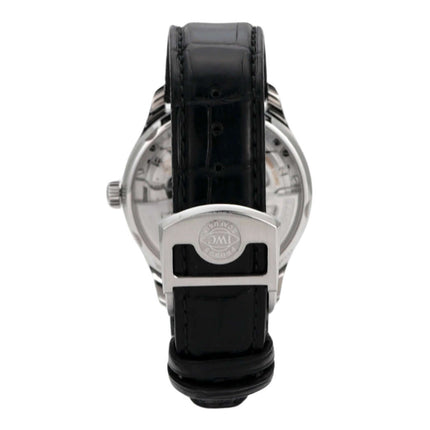 IWC Portugieser Automatic 7 Tage IW500705 von hinten mit schwarzem Krokoleder Armband und Edelstahlgehäuse