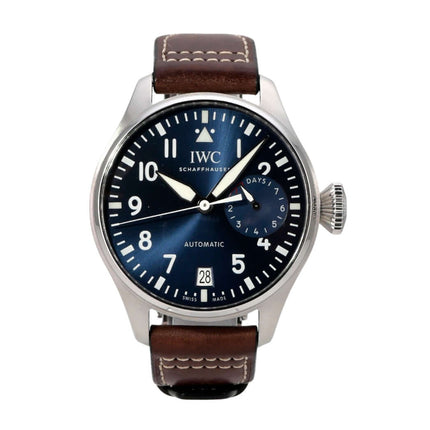IWC Big Pilots IW500916 Le Petit Prince Armbanduhr mit blauem Zifferblatt und braunem Lederarmband