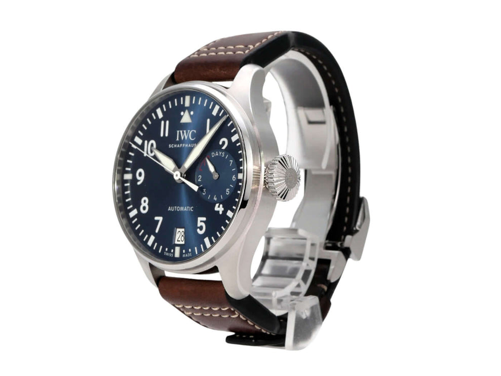IWC Big Pilots IW500916 Le Petit Prince Uhr mit blauem Zifferblatt und braunem Lederarmband