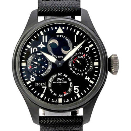 IWC Grosse Fliegeruhr Perpetual Calendar IW502902 TOP GUN: schwarze Keramik-Titan Uhr mit Perpetual Calendar