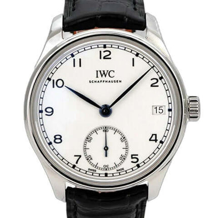 IWC Portugieser Handaufzug IW510212 Acht Tage Edition 150 Years, Edelstahl, weißes Zifferblatt