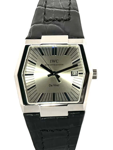 IWC Da Vinci Automatic Vintage 1969 Platinum IW546105 mit silberfarbenem Zifferblatt und schwarzem Lederarmband