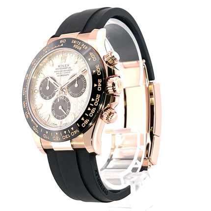 Rolex Daytona 116515LN Everose-Gold Meteorite Oysterflex Uhr mit schwarzem Armband und Keramik-Lünette, 18 kt Everose-Gold Gehäuse