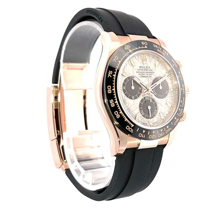 Rolex Daytona 116515LN Everose-Gold Meteorite mit schwarzem Oysterflex-Armband und Keramik-Lünette, luxuriöse Armbanduhr für Herren.
