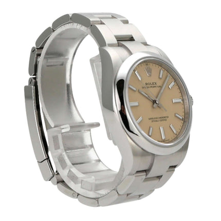 Rolex Oyster Perpetual 34 mm 124200 Beige Uhr mit beigem Zifferblatt und Edelstahlarmband