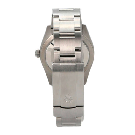 Rolex Oyster Perpetual 34 mm 124200 Lavender - Rückansicht des Edelstahl-Armbands und Gehäuses