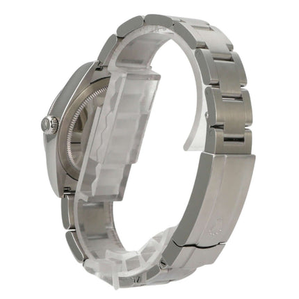 Rolex Oyster Perpetual 34 mm 124200 Med-Blue Uhr mit Edelstahlband seitlich Ansicht