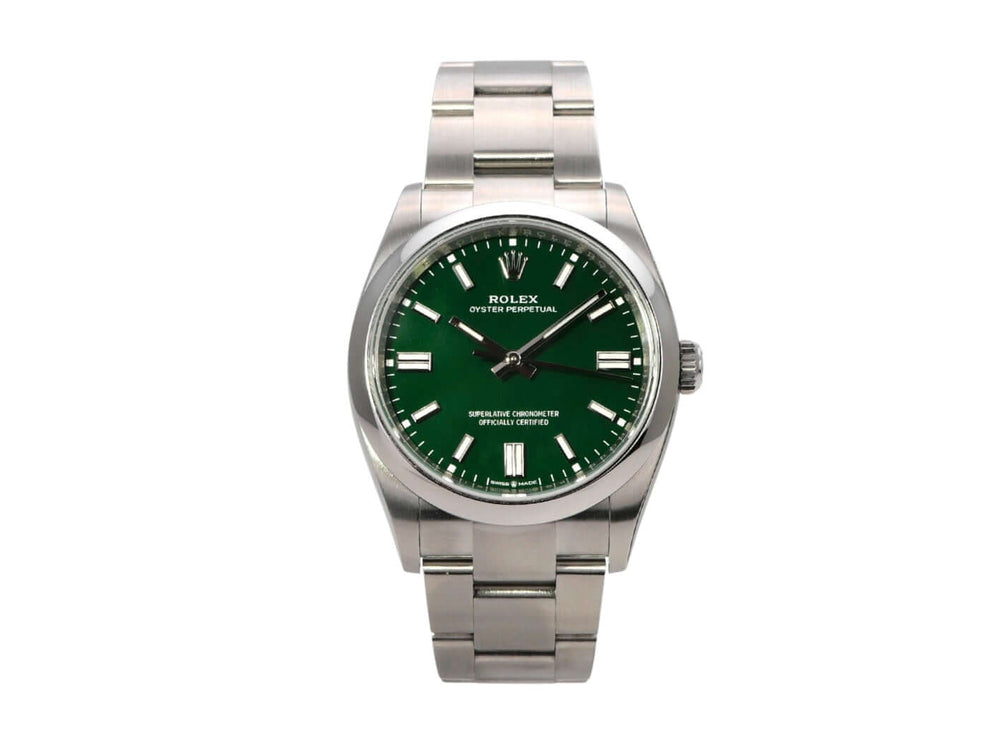 Rolex Oyster Perpetual 36 126000 Grün - Edelstahlgehäuse, grünes Zifferblatt, Automatikwerk, wasserdicht bis 10 bar.