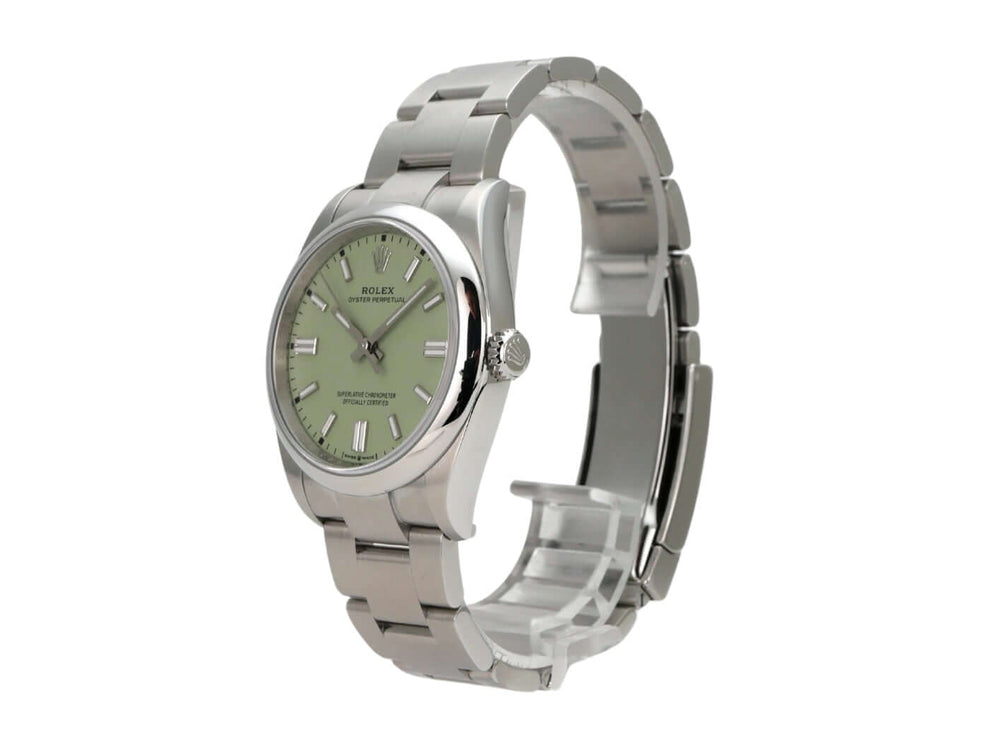 Rolex Oyster Perpetual 36 126000 Pistachio Uhr mit grünem Zifferblatt und Edelstahl-Armband