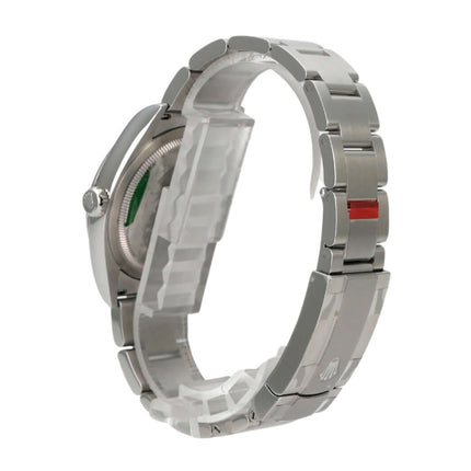 Rolex Oyster Perpetual 36 126000 Pistachio Uhr mit Edelstahlarmband und Faltschließe, Seitenansicht.