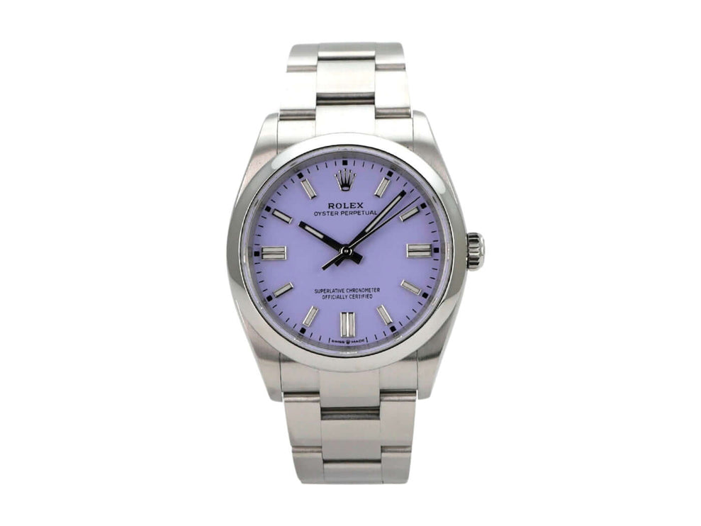 Rolex Oyster Perpetual 36 126000 Lavender Automatik mit lila Zifferblatt und Edelstahlarmband