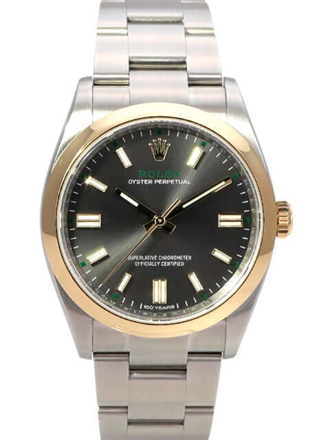 Rolex Oyster Perpetual 36 Ref. 126003 Grau mit Edelstahlgehäuse, Gelbgold-Lünette und grauem Zifferblatt