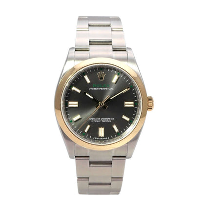 Rolex Oyster Perpetual 36 Ref. 126003 Grau mit Edelstahlband, Gelbgold-Lünette und grauem Zifferblatt