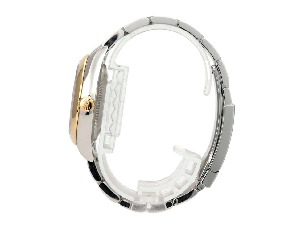 Rolex Oyster Perpetual 36 Ref. 126003 Grau, Edelstahl-Gehäuse mit Gelbgold-Lünette und Oysterband, Seitenansicht