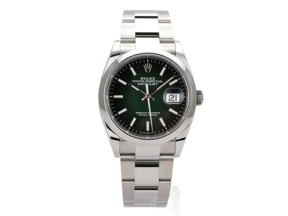 Rolex Datejust 36 Oystersteel 126200 Grün Ombre mit grünem Zifferblatt und Edelstahlarmband
