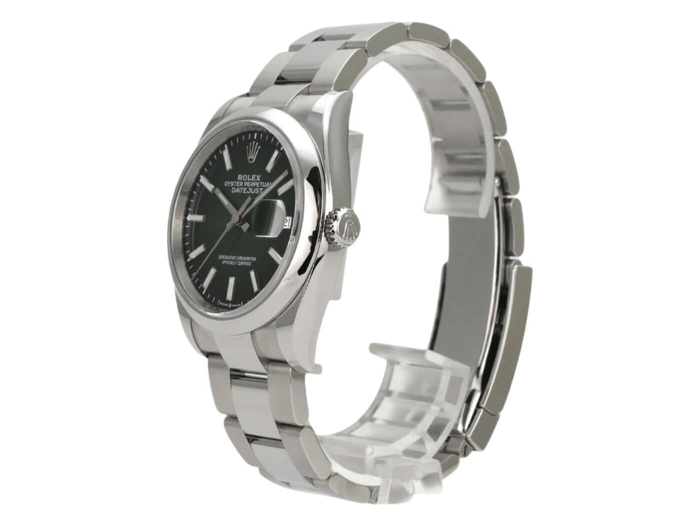 Rolex Datejust 36 Oystersteel 126200 Grün Ombre mit grünem Zifferblatt und Oystersteel-Armband.