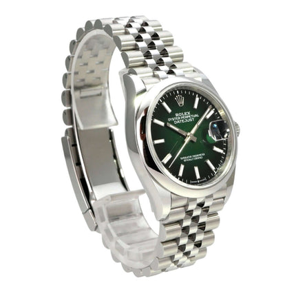 Rolex Datejust 36 Oystersteel 126200 Grün Ombre Jubile-Band mit grünem Zifferblatt und Edelstahlband