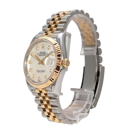 Rolex Datejust 36 126233 Perlmutt Diamant Jubile-Band Uhr mit Edelstahl- und Gelbgoldarmband.