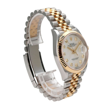 Rolex Datejust 36 126233 Perlmutt Diamant Jubile-Band mit Edelstahl und Gelbgold Armband.
