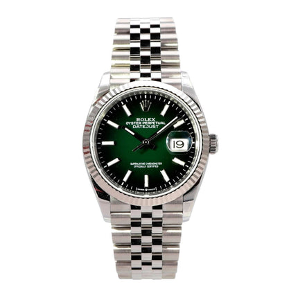 Rolex Datejust 36 Oystersteel Weißgold 126234 Grün Ombre Jubile-Band, grüne Uhr mit Jubile-Band