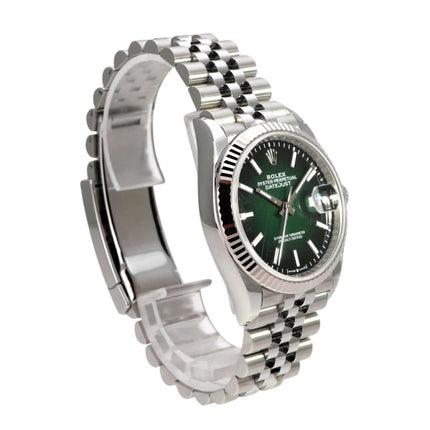 Rolex Datejust 36 Oystersteel Weißgold 126234 Grün Ombre Jubile-Band mit grünem Zifferblatt und Jubile-Armband