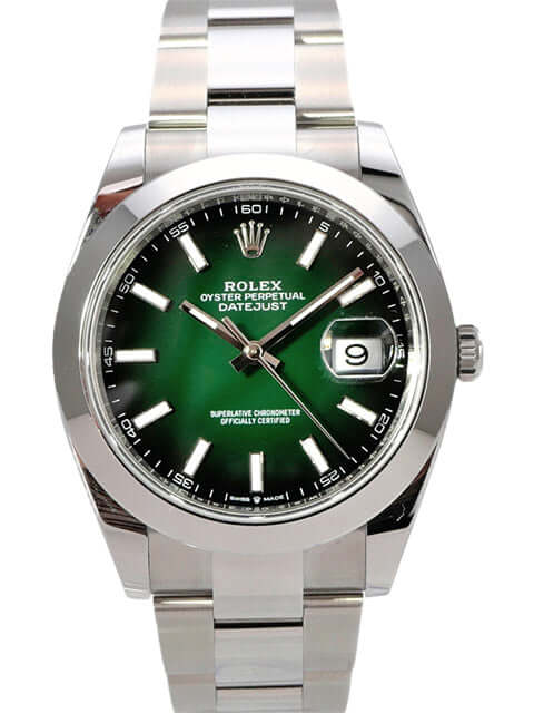 Rolex Datejust 41 Edelstahl 126300 Grün Ombre mit grünem Ombre-Zifferblatt und Oyster-Band