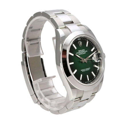 Rolex Datejust 41 Edelstahl 126300 Grün Ombre mit grünem Ombre-Zifferblatt und Edelstahlband