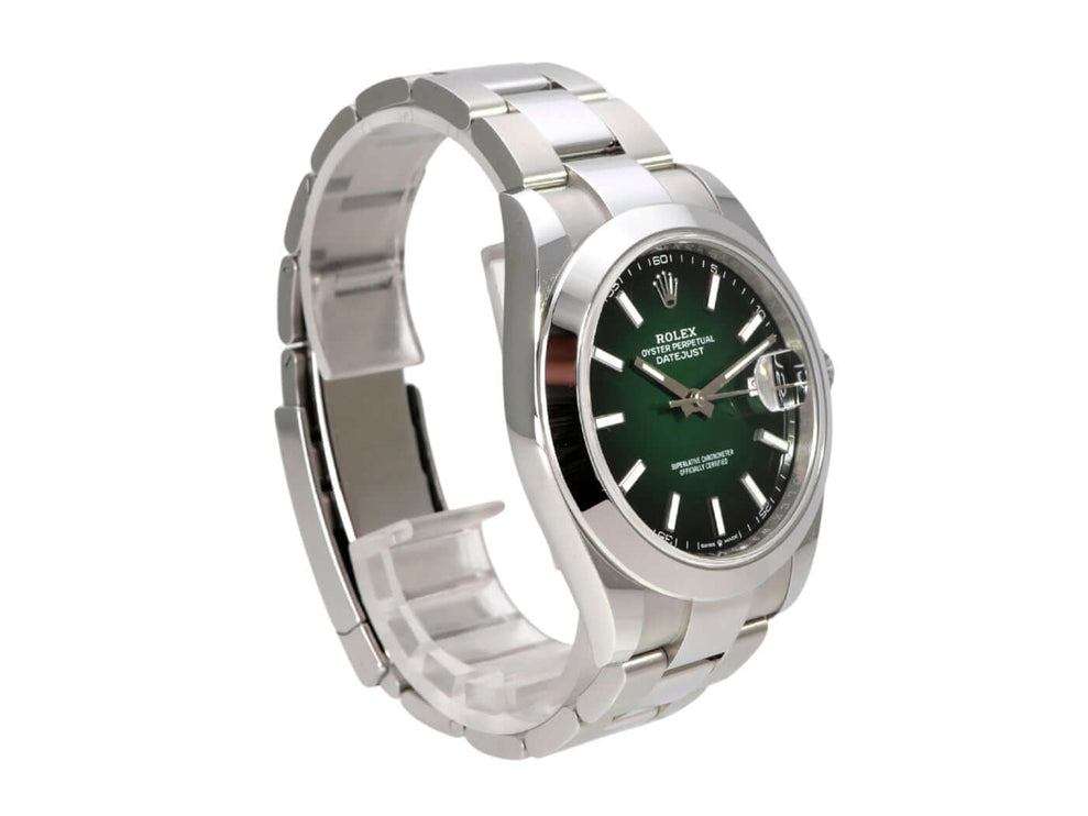 Rolex Datejust 41 Edelstahl 126300 Grün Ombre mit grünem Ombre-Zifferblatt und Edelstahlband