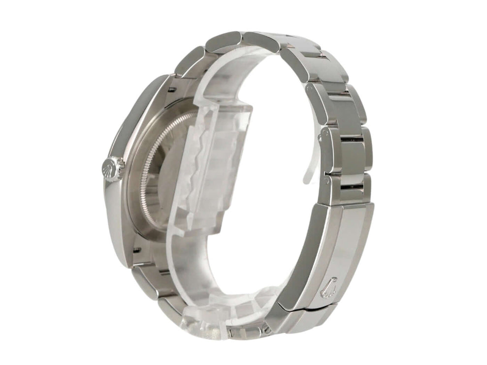 Rolex Datejust 41 Edelstahl 126300 Grün Ombre Ansicht der Seite mit Edelstahlband und Gehäuse.