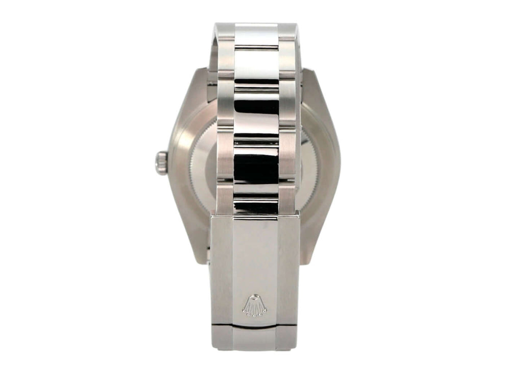 Rolex Datejust 41 Edelstahl 126300 Grün Ombre mit poliertem Edelstahlband und Faltschließe.