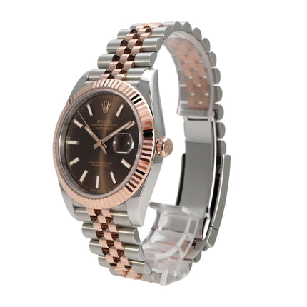Rolex Datejust 41 Edelstahl Everose-Gold 126331 mit Choco Zifferblatt und Jubile-Armband.