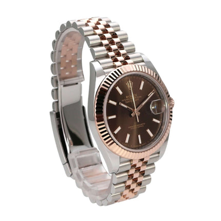 Rolex Datejust 41 Edelstahl Everose-Gold 126331 mit Choco Zifferblatt und Jubile-Armband.