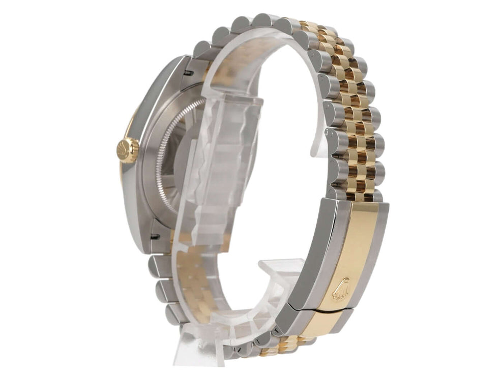 Rolex Datejust 41 Edelstahl Gelbgold 126333 Olivegrün Jubile-Band seitliche Ansicht des Armbands