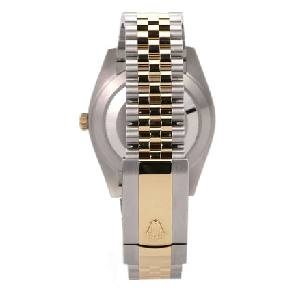 Rolex Datejust 41 Edelstahl Gelbgold 126333 Olivegrün Jubile-Band seitliche Ansicht des Armbands mit Faltschließe