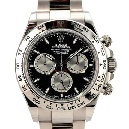 Rolex Daytona Weißgold 126509 Schwarz mit schwarzem Zifferblatt und grauen Totalisatoren