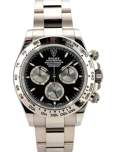 Rolex Daytona Weißgold 126509 Schwarz mit schwarzem Zifferblatt und grauen Totalisatoren