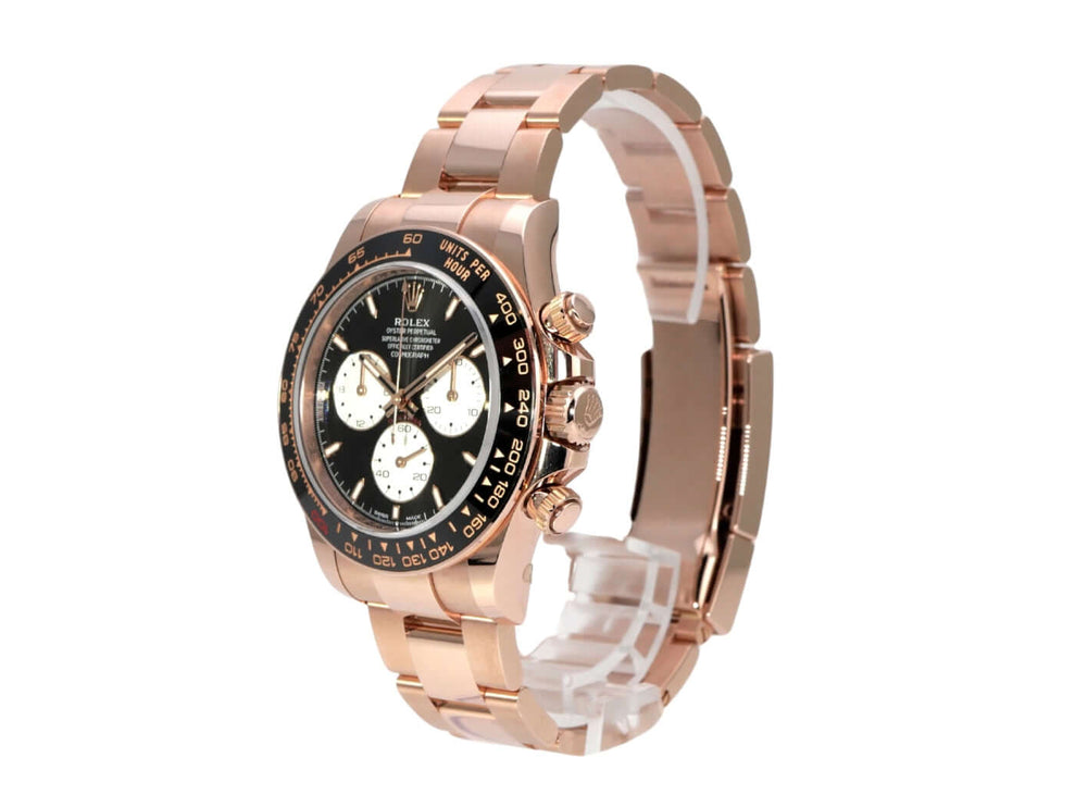 Rolex Cosmograph Daytona 126525LN Everose-Gold LeMans Uhr mit schwarzem Zifferblatt und 18 kt Everose-Gold Armband