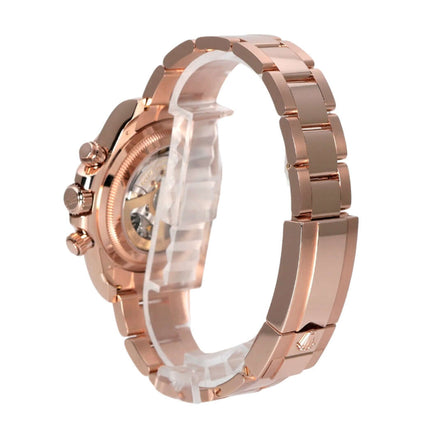 Rolex Cosmograph Daytona 126525LN Everose-Gold LeMans seitliche Ansicht mit Glanz- und Mattfinish.