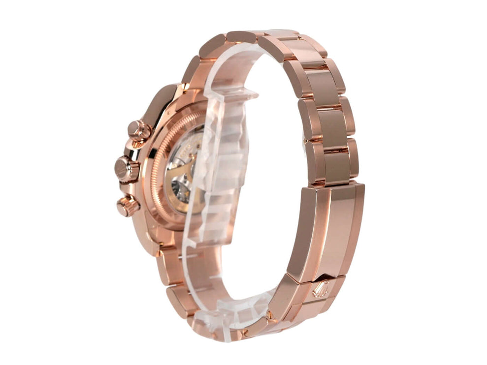 Rolex Cosmograph Daytona 126525LN Everose-Gold LeMans seitliche Ansicht mit Glanz- und Mattfinish.